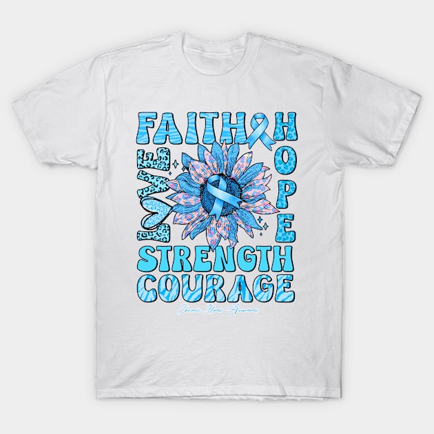 Chronic Illness Awareness - Sunflower strong faith love T-Shirt by Gost